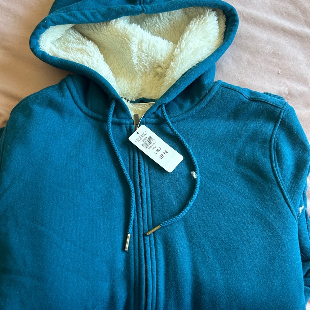 LLBean zip jacket, size large, blue